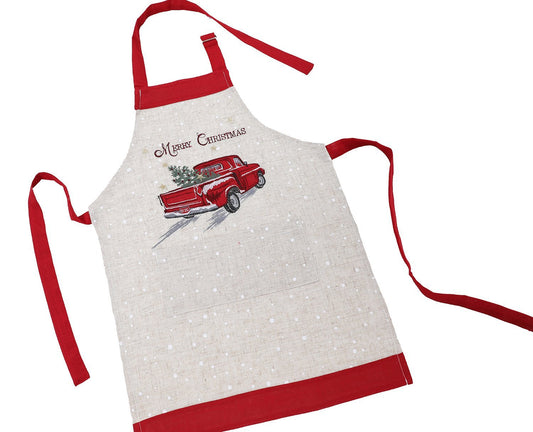 Embroidered Christmas Truck Apron — Adult & Kids Sizes