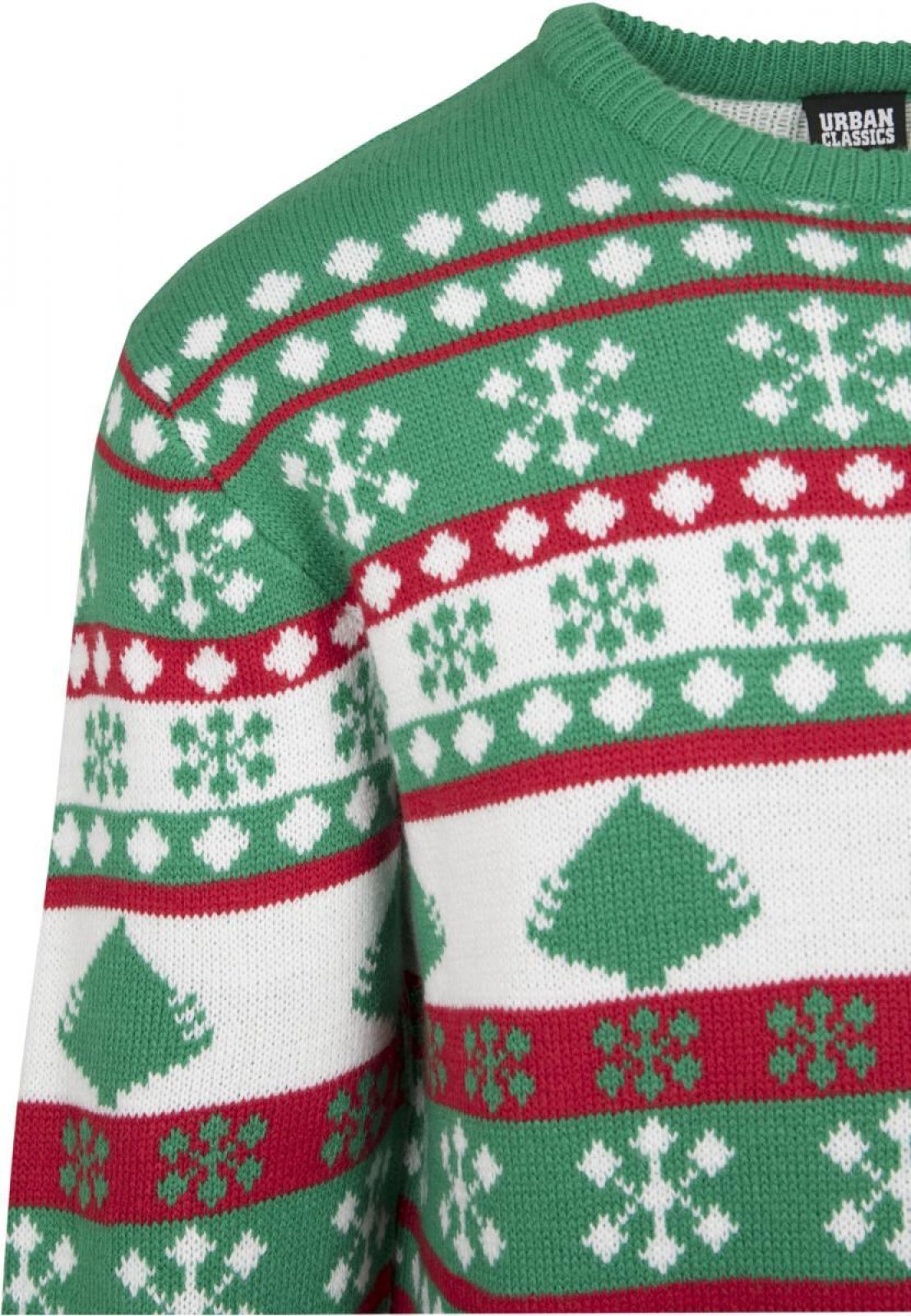 Snowflake Christmas Tree Sweater - Green White Red